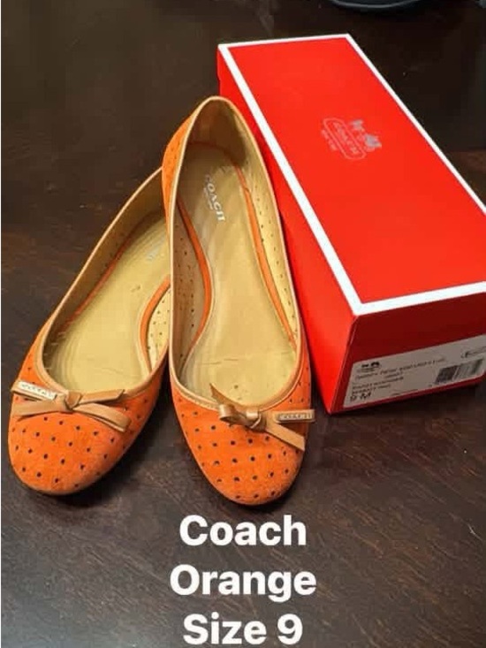 Coach Shoes - Coach Orange Suede Ballet Flats - Size 9 VGUC